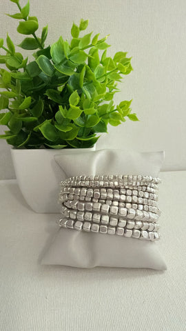 Bonche pulsera cuadrados  Colores-Oro y plata