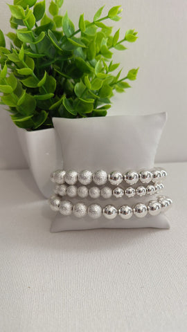 Bonche de pulseras en esferas de 3 piezas Plata