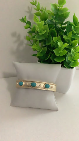 Ovalado separado 3 piedras Color-turquesa