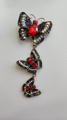 Prendedor de Tres Mariposa  Rojo