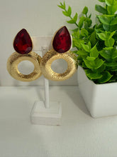 Aretes círculo con gota Cristal