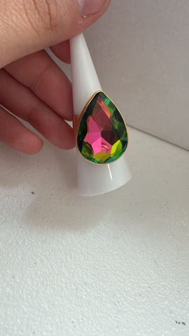 Anillo Cristal Gota Tornasol