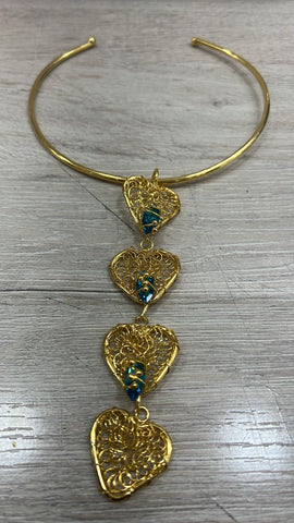 Choker 3 corazones Azul