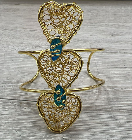 Bangel 3 corazones azul