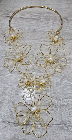 Choker  Flor Grande Perla Centro