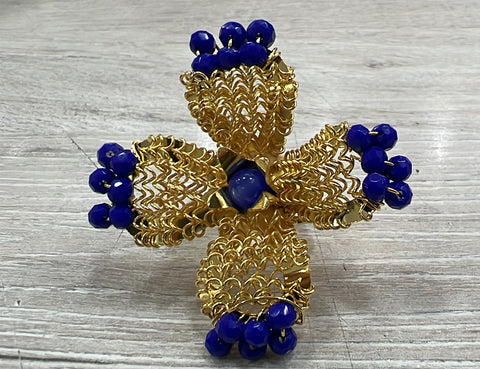 Anillo Tejido Cuenca Azul