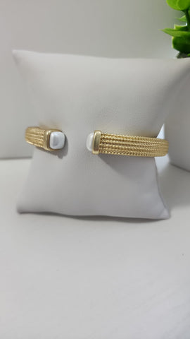 Pulsera lineal de Puntitos  Blanco