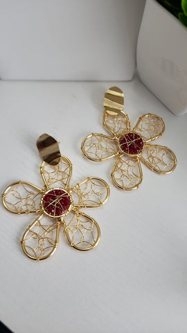 Aretes de Flor Rojo