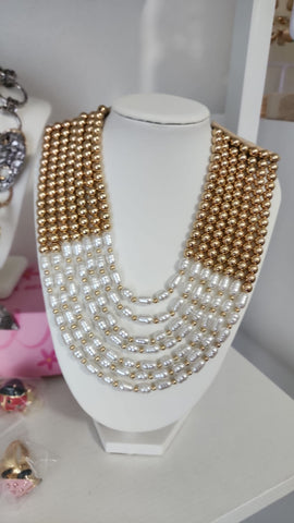 Collar en Capas  Perlas y Balines