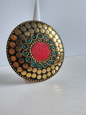 Anillo Redondo  Mosaico  Rojo #02