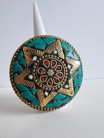 Anillo Redondo  Mosaico  Verde  #05