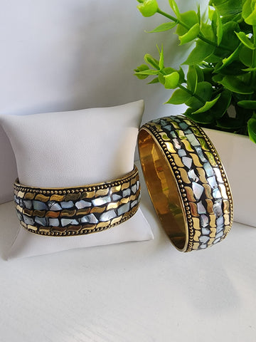 Pulsera Mosaico  Dos líneas  Blanca