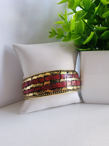 Pulsera Mosaico  Dos líneas  Roja