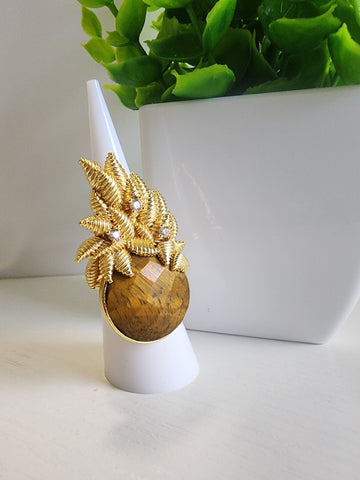 Anillo de Espigas  Piedra Ojo de Tigere