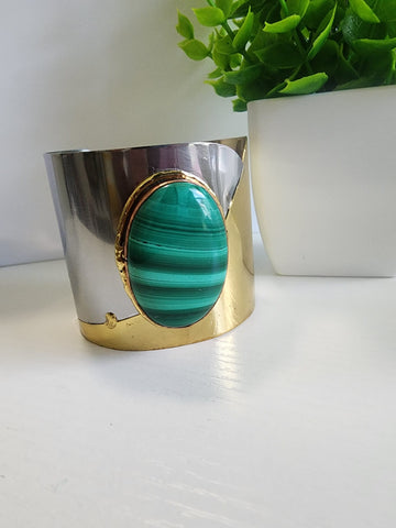 Bangel dos Tonos  Oro y Plata  Piedra Verde