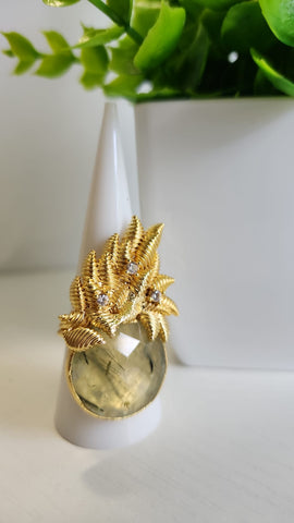 Anillo de Espigas  Piedra Cuarzo Verde