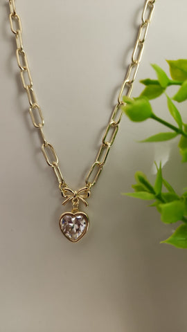 Cadena Paper Clip  Lazo Corazon  Clea