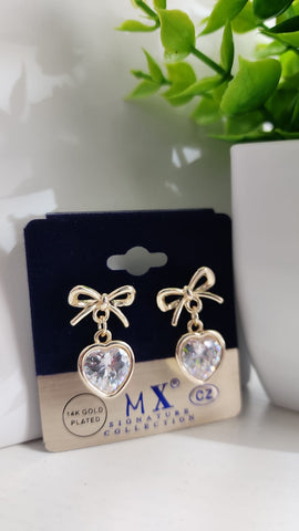 Aretes  Lazo Corazón  Clear