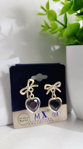 Aretes  Lazo Corazón  Negro