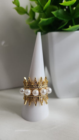 Anillo Castillo Con Perlas  #237