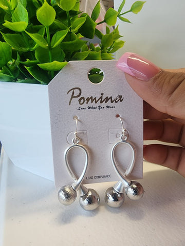 Arete Lazo  Con Esfera Escarcha  Plata  #187