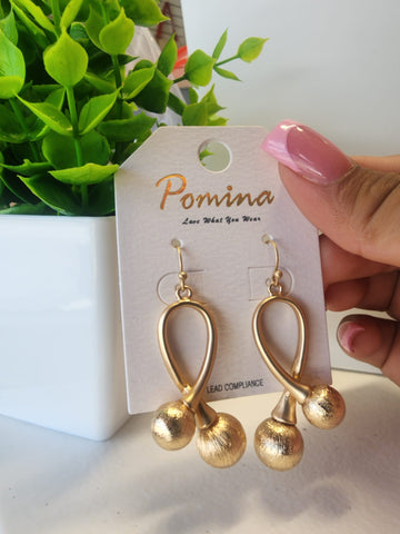 Arete Lazo  Con Esfera Escarcha  Oro #187