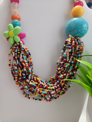 Collar de Cuencas  Flores  Colores