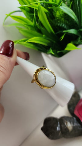 Anillo ovalado Cuarzo Blanco