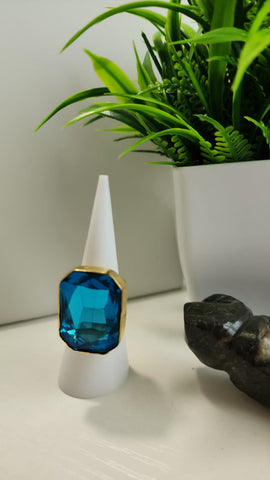 Anillo Rectangular  Turquesa