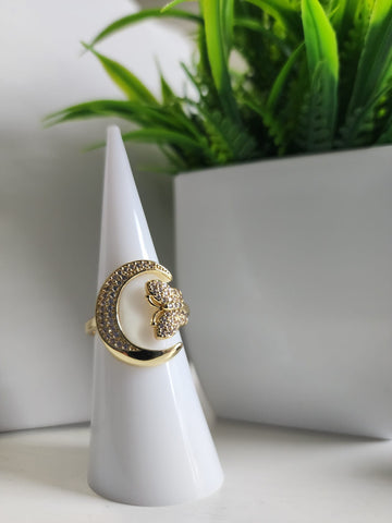 Anillo Luna y Mariposa  Diamantado