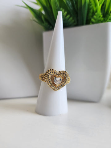Anillo Corazón Puff Diamantado con Corconia