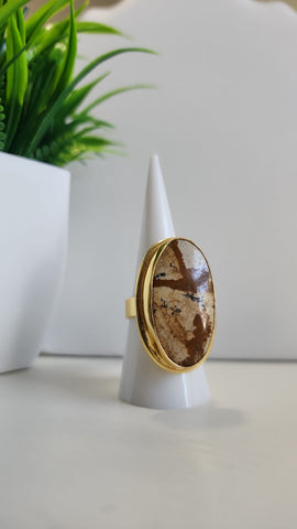 Anillo Rectangular  Marron Marmoleado