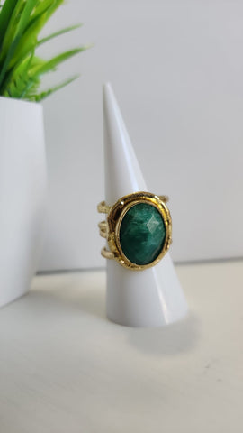 Anillo Ovalado  Pequeño  Verde