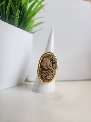 Anillo Ovalado  Marmoleado  Marron