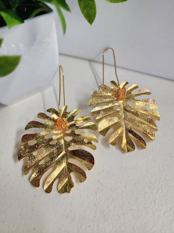 Aretes de Hoja  Anaranjado