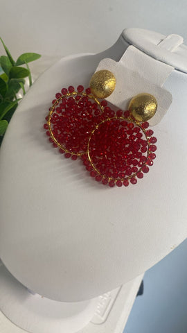 Aretes cuencas rojo pequeño