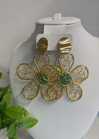 Aretes Flor cuencas Teal