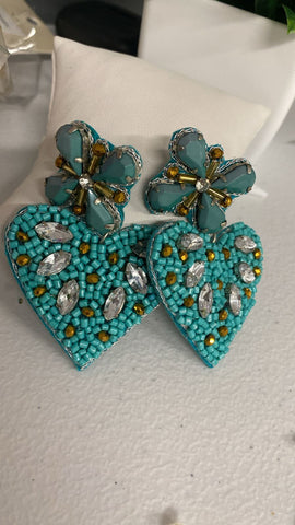 Aretes Corazon Cuencas Turquesa