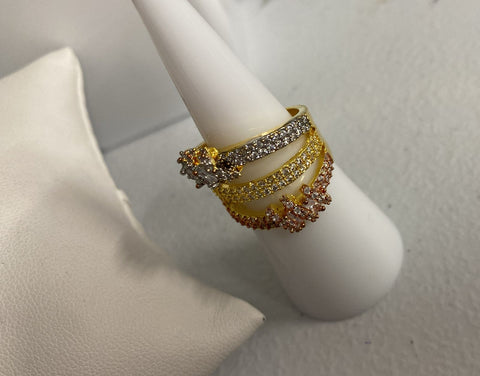 Anillo tres tonos Diamantado