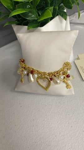 Set Charms y perla Rojo