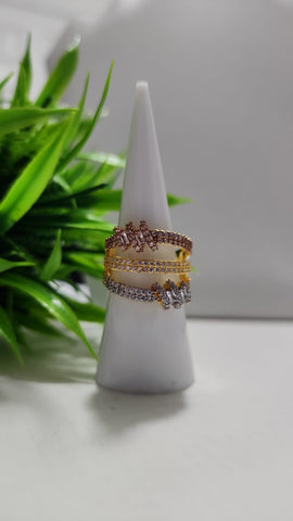 Anillo Tres tono diamantado # 1