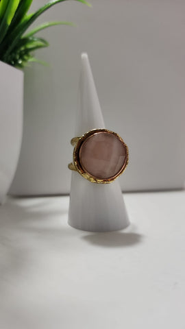 Anillo Redondo Cuarzo Rosado