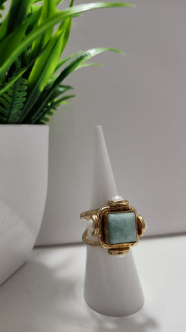Anillo Cuadrado  Cuarzo Verde