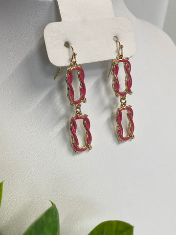 Aretes rosa trenzado