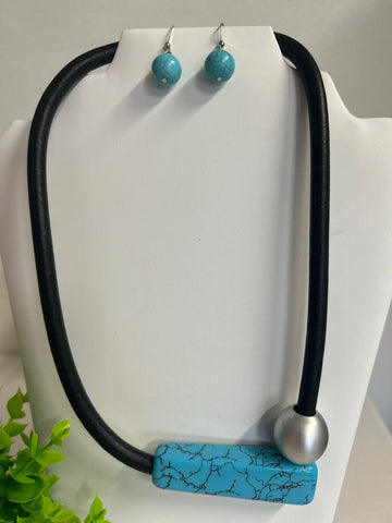 Set de collar y arete  Turquesa