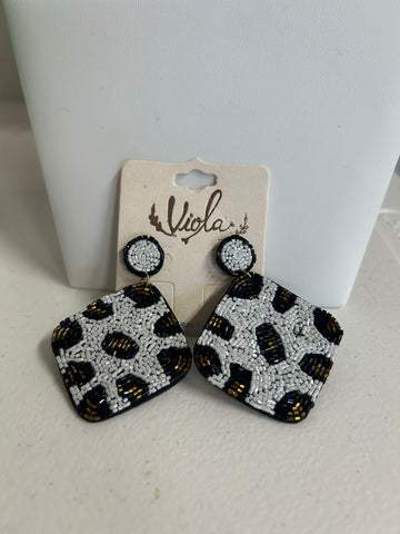 Arete de animal print  Blanco