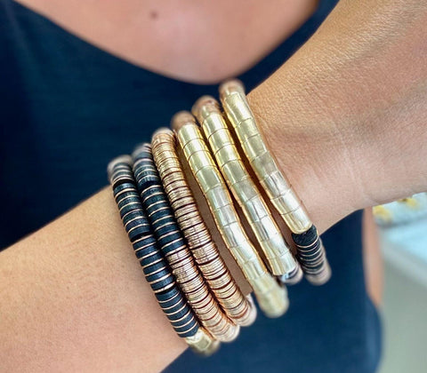 Pulsera Elástica  Oro y Negra