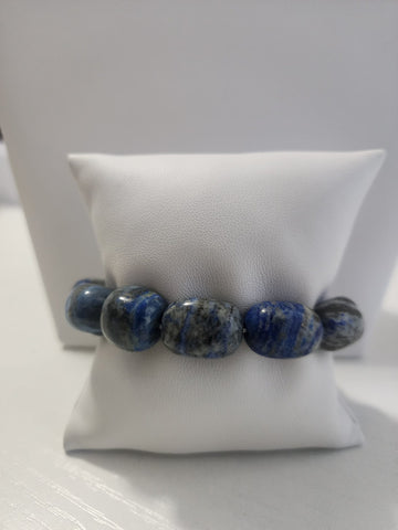Pulsera Elástica  Piedra Azul Cuarzo