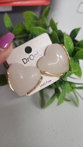 Aretes Corazón Blanco  #806