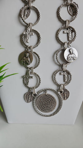 Collar Padre Nuestro  Plata Matte